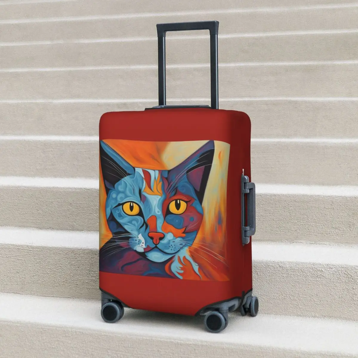 

Animal Cat Suitcase Cover Neo Fauvism Cruise Trip Vacation Strectch Luggage Accesories Protector