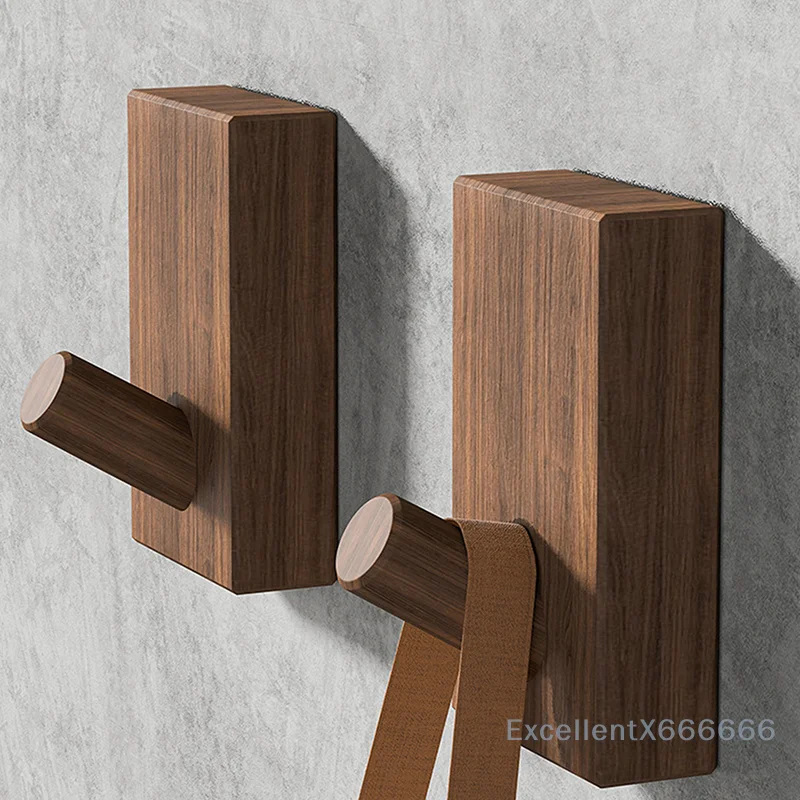 

2psc Walnut Wood Wall Hooks Hangers No Drill Nordic Coat Hook Bathroom Kitchen Towel Key Holder Storage Rack Decoration