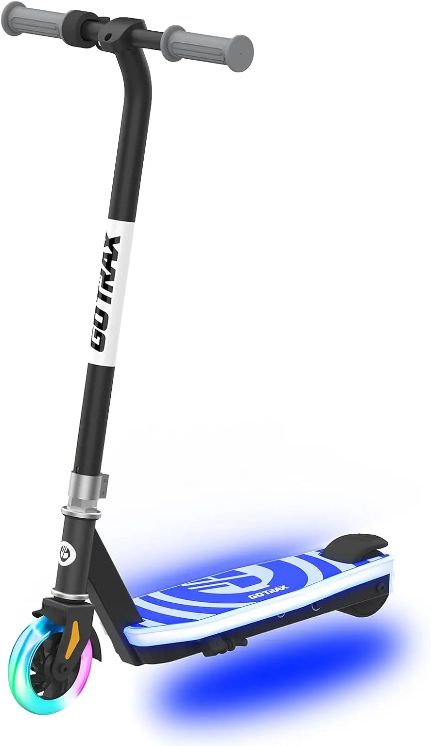 Scooter elettrico Scout Pro per bambini, portata massima di 3 miglia, velocità 6 miglia tramite motore da 80 W e acceleratore a pollice, ruote solide da 5" con Flash W