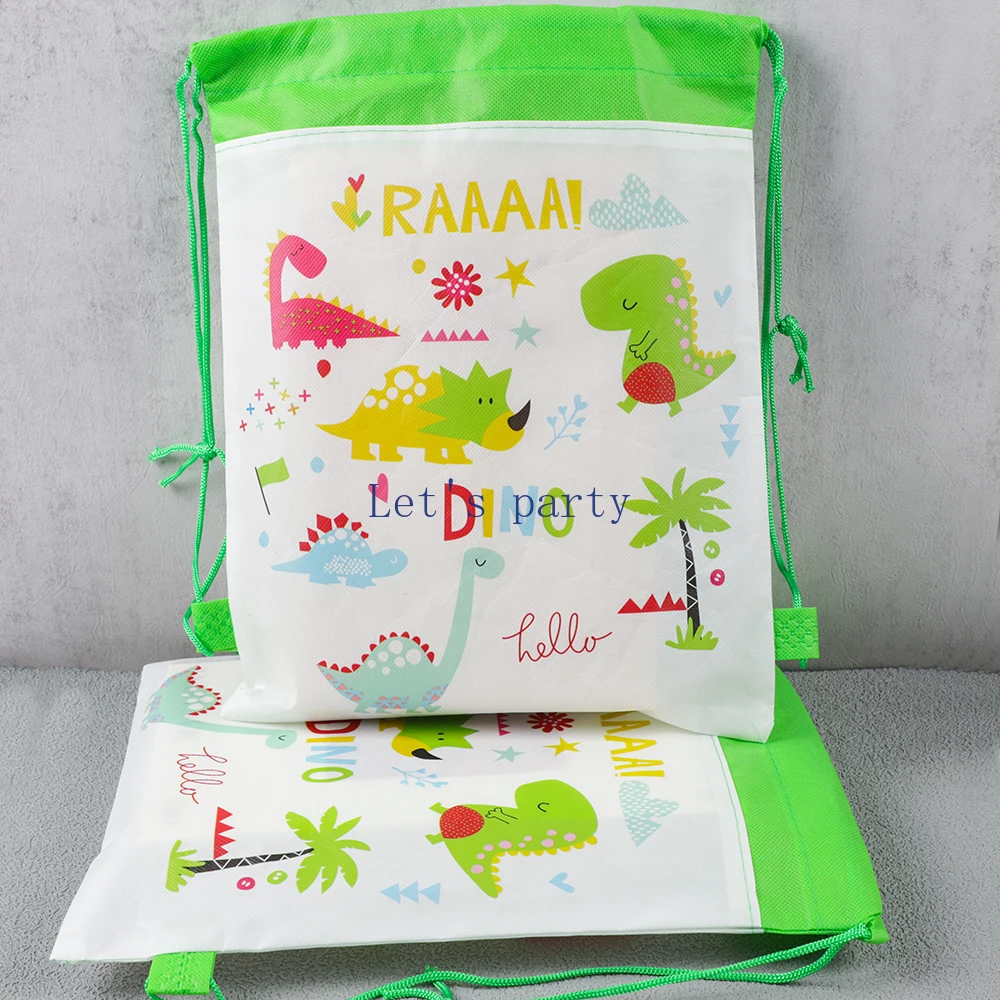 4/8/12Pc Cartoon Dinosaur Theme Party Drawstring Bags School Backpack Storage Bag for Kids Birthday Baby Shower Party Favors Bag