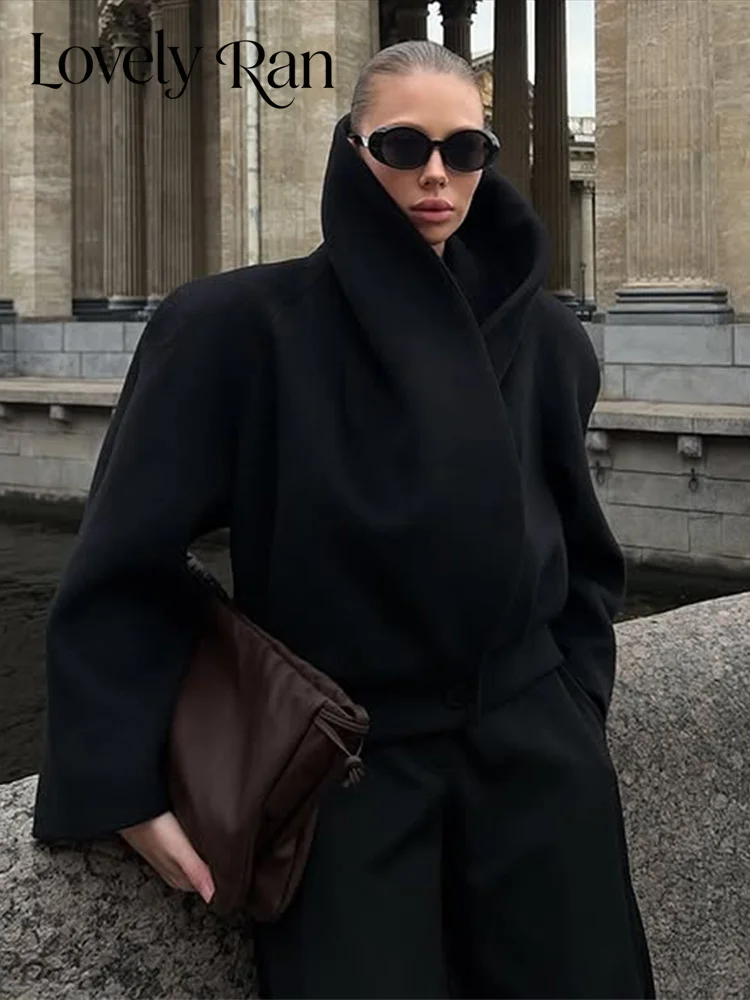 Autumn Women Coat Dark V-neck Long Sleeve Crop Double Breasted Female Jacket Fashion Lady Streetwear Office Top 2026