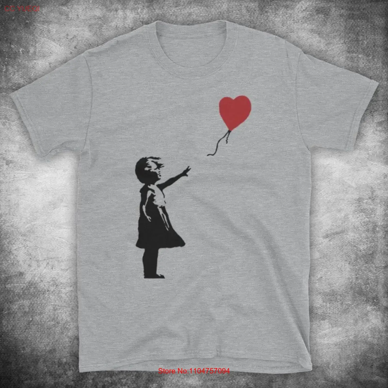 Girl With Heart Balloon Graffiti Banksy Street Art Stencil Spray Paint Mens T Shirt Various Colours Sizes vintage Washed