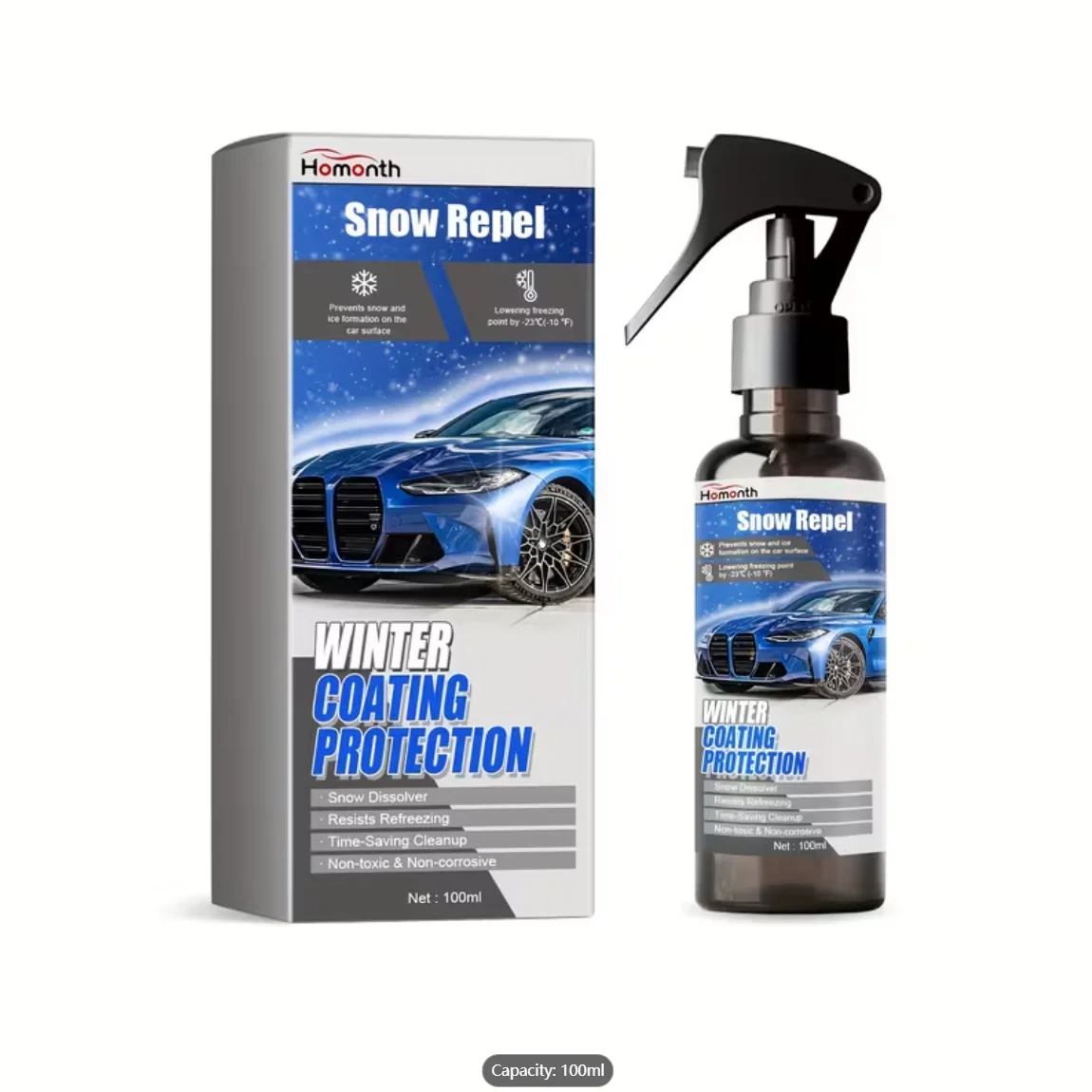 Homonth Snow Repel Winter Coating Protection Spray, 100ml - Anti-Freezing & Snow Melting Car Coating, Prevents Ice & Snow Buildu