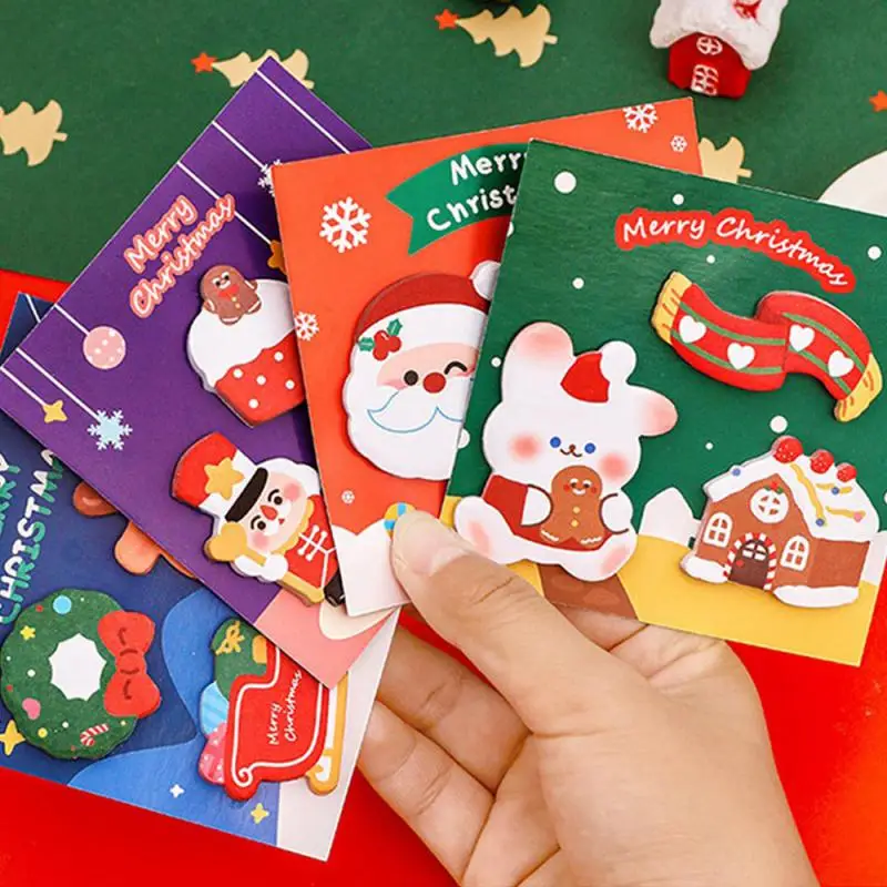 Piece Lytwtw's Christmas Sticker Sticky Notes Cute Kawaii Cartoon Adhesive Notepad Memo Pad Office Supply School Stationery