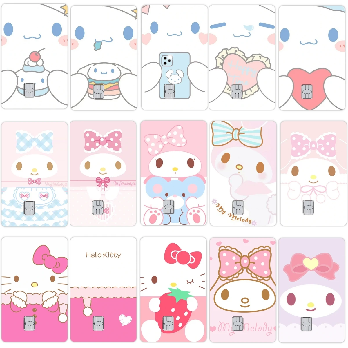 

Мультяшные милые наклейки Cinnamoroll Kuromi My Melody Diy для кредитной дебетовой карты, 1 шт., кавайная пленочная лента, кожа для карты доступа к автобусу, крышка