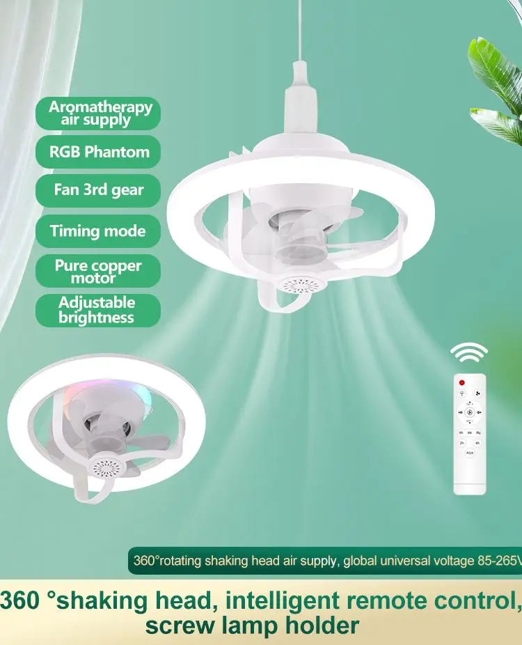 Nowoczesny wentylatory sufitowe LED AC85-265V z pilotem i światło RGB regulowanym wentylatorem LED z 3 CCT