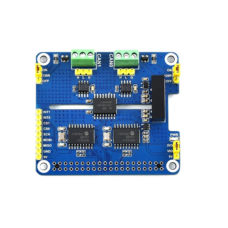 Dual-channel Isolated CAN Module for Raspberry Pi 4 Industrial-grade SPI Interface Built-in TVS Diode ESD Protection