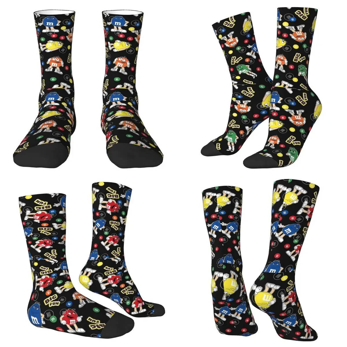 

Детские носки с персонажами M и M, чулки высокого качества в стиле Харадзюку, всесезонные длинные носки, аксессуары для подарка на день рождения унисекс