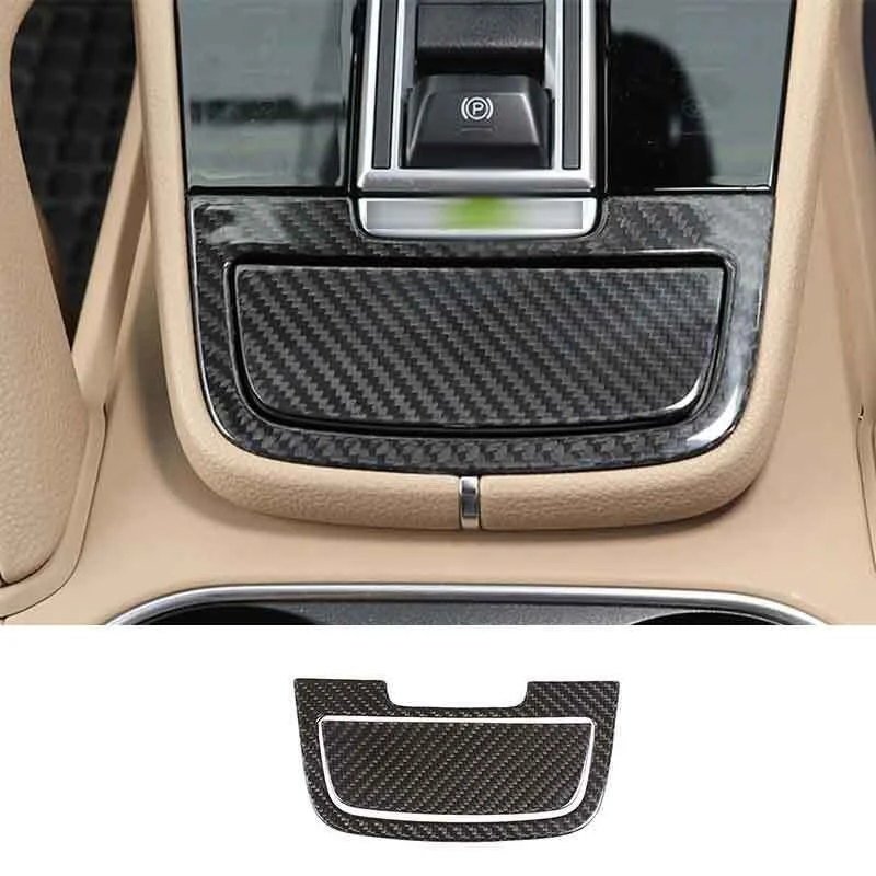 Dry Carbon Fiber Car Middle Console Cigarette Lighter Trim Fit For Porsche Cayenne 2018-2023