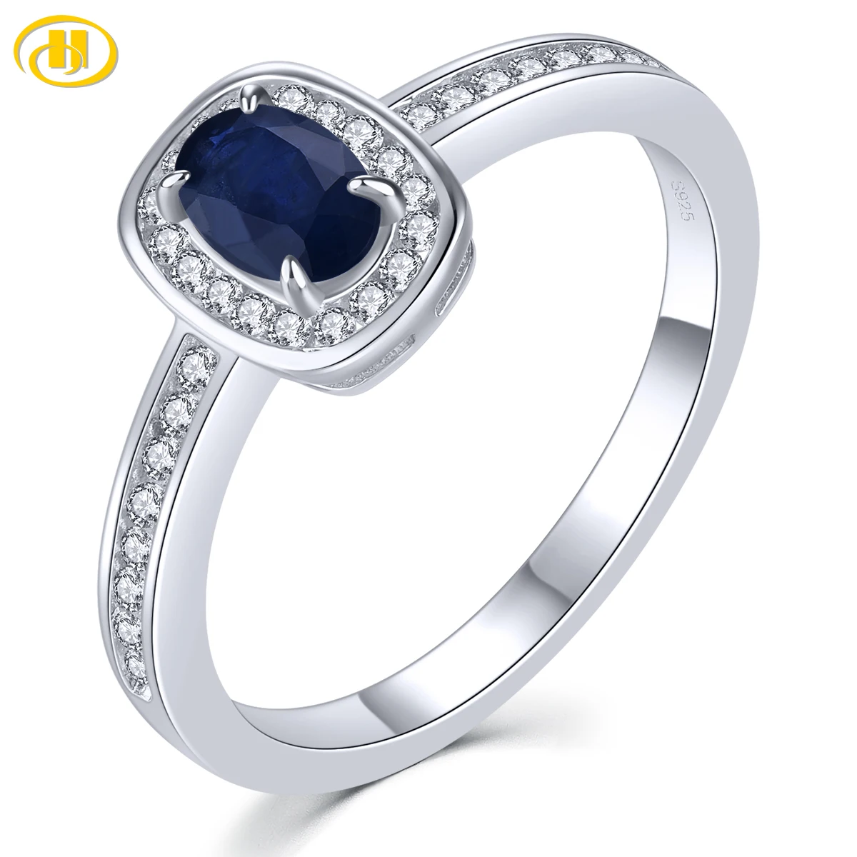 

Natural Blue Sapphire Solid Sterling Silver Rings 0.6 Carats Genuine Precious Gemstone Engagement Anniversary Fine Jewelry Gifts