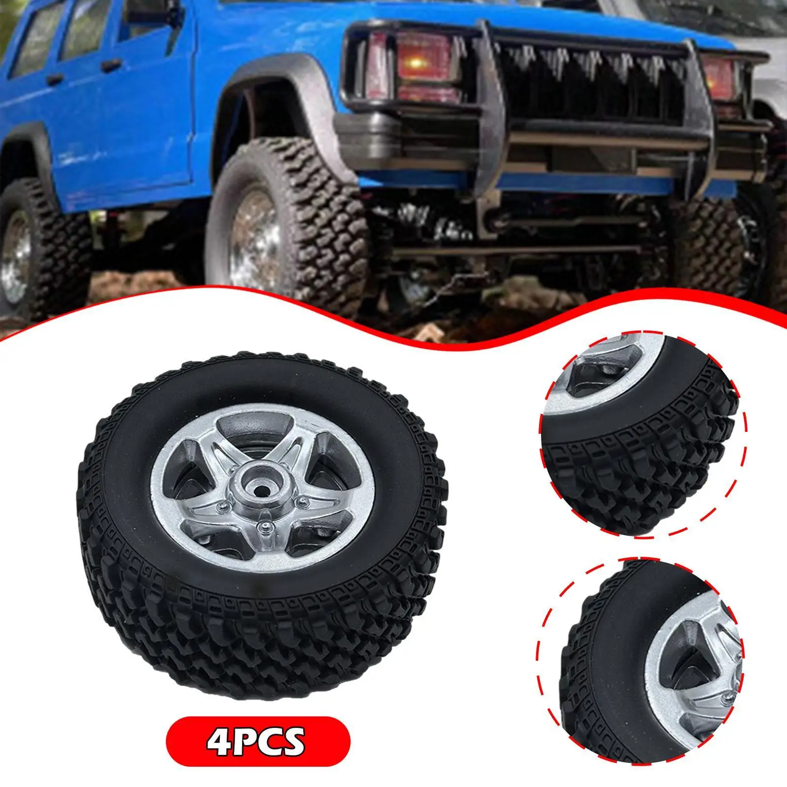 

4x RC Car Wheels and Tires for 1/12 MN82 MN78 Sturdy RC Tires with Wheel Rim