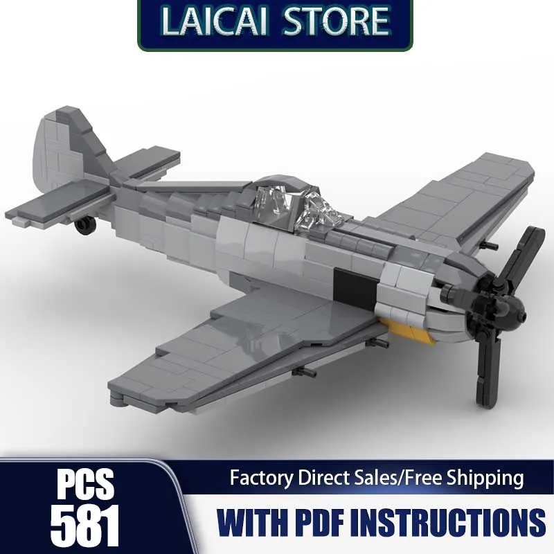 

Military Fighter Moc Building Bricks FW-190 A-8 1:35 Scale Model Technology Modular Blocks Gift Christmas Toys DIY Sets Assembly