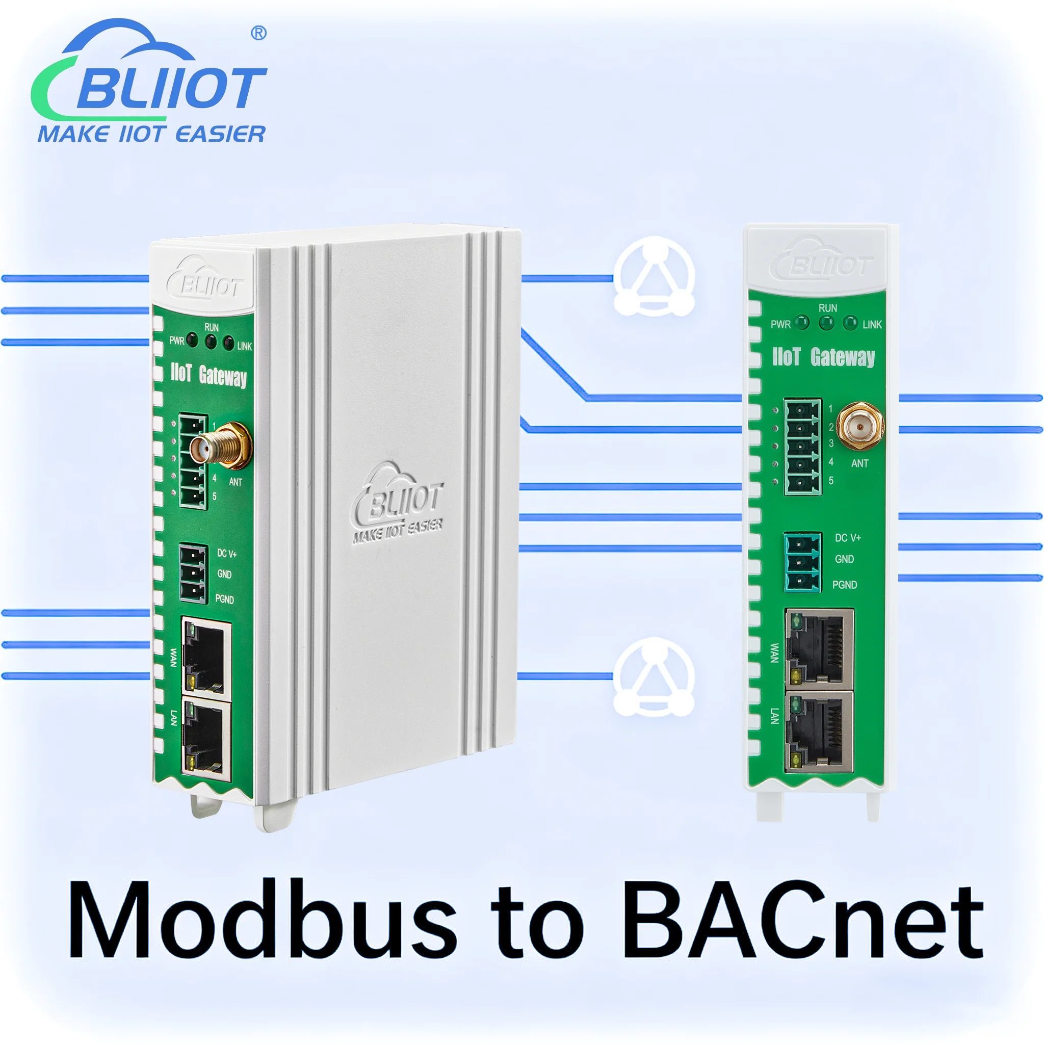 

BLIIOT BACnet Gateway Building Automation BAS Modbus to BACnet/IP Gateway RS485 Remote IOT Data Converter BA100