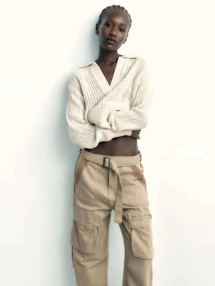 

Новинка 2023, женский ажурный трикотаж V Ne Long Sve, свободный крой, корейский цветной топ Faion для поездок на работу