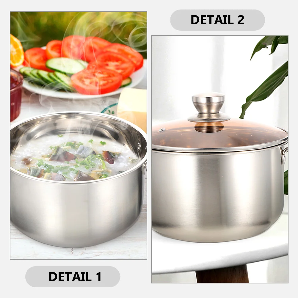 

Double Ear Pot Stainless Steel Saucepan Pots Lids Milk Cooking Food Kitchen Stock Pot Large Capacity Stockpot Large Capacity