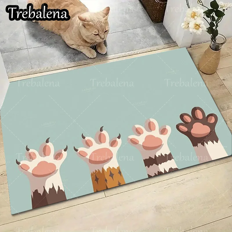 1 قطعة ترحيب سجادة باب لطيف الحيوان باو طباعة ممسحة لديكور مدخل المنزل