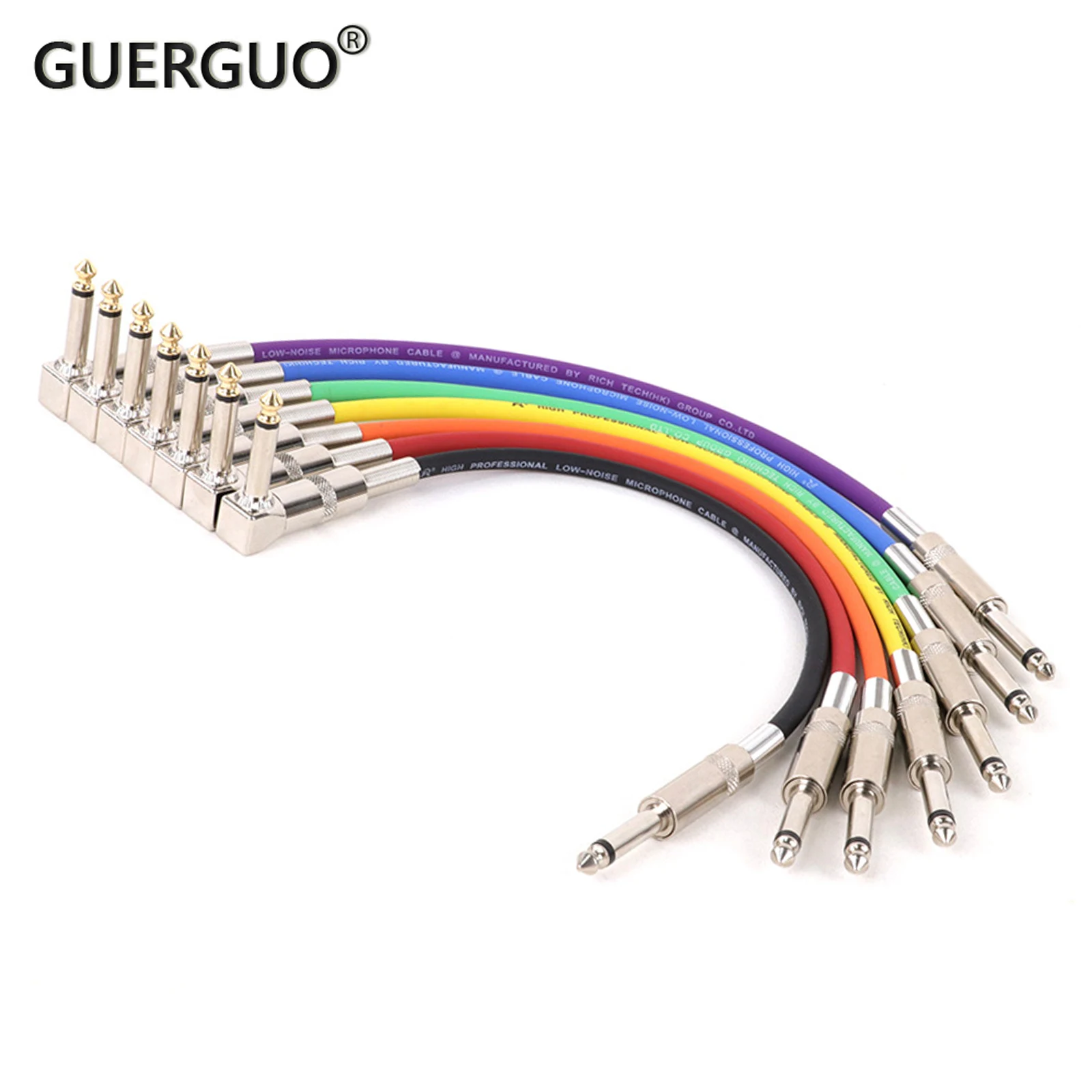 GuerGuo 6.35mm to 6.35mm Mono Jack Audio Unbalanced Cord TS 1/4\'\' Straight to Right Angle Speaker Amp Cable for Guitar Keyboard