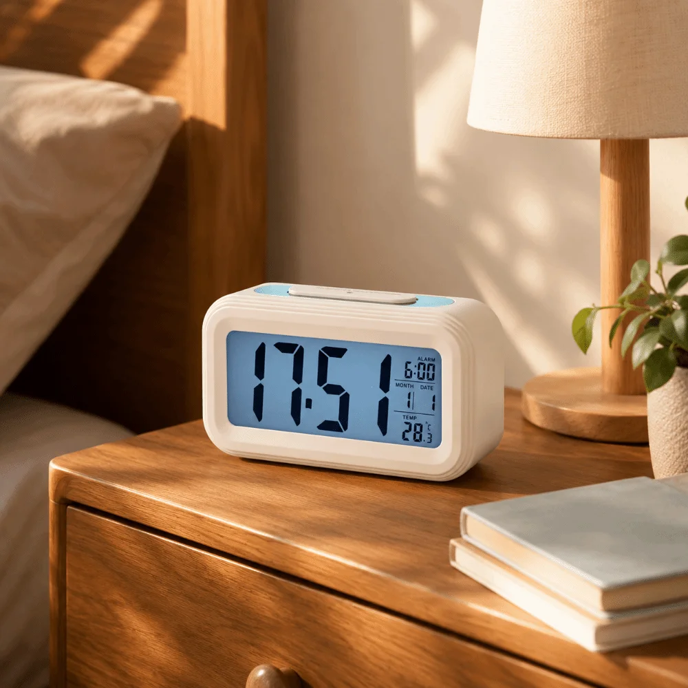 Multifunctional Digital Alarm Clock Adjustable Luminous Mode Thermometer LED Alarm Clock Backlight Display Desktop Alarm Clock