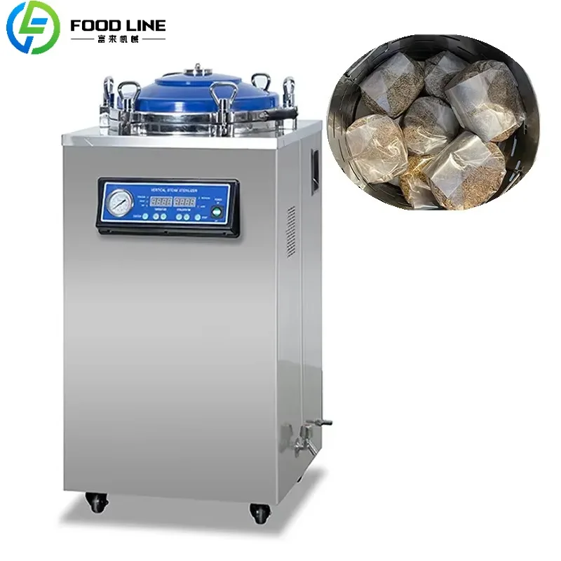Vertical Steam Pressure Sterilizer Semi Automatic System for Food Preservation and Packaging