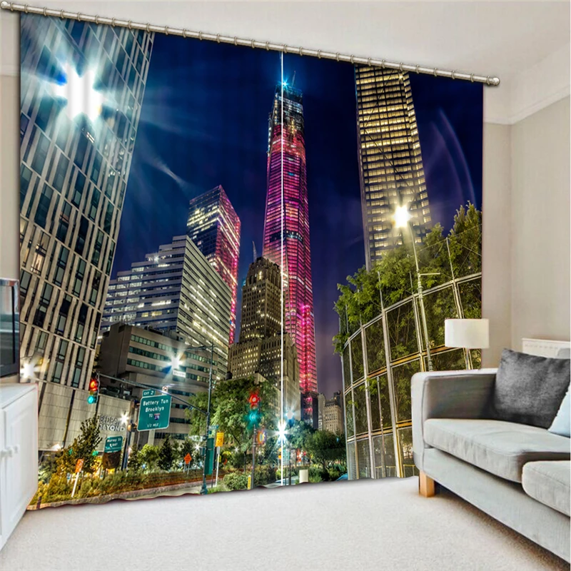 Photo night city building curtains  Modern Blackout Curtains Window For Living Room Bedroom Curtain Home Decor Kitchen Drapes