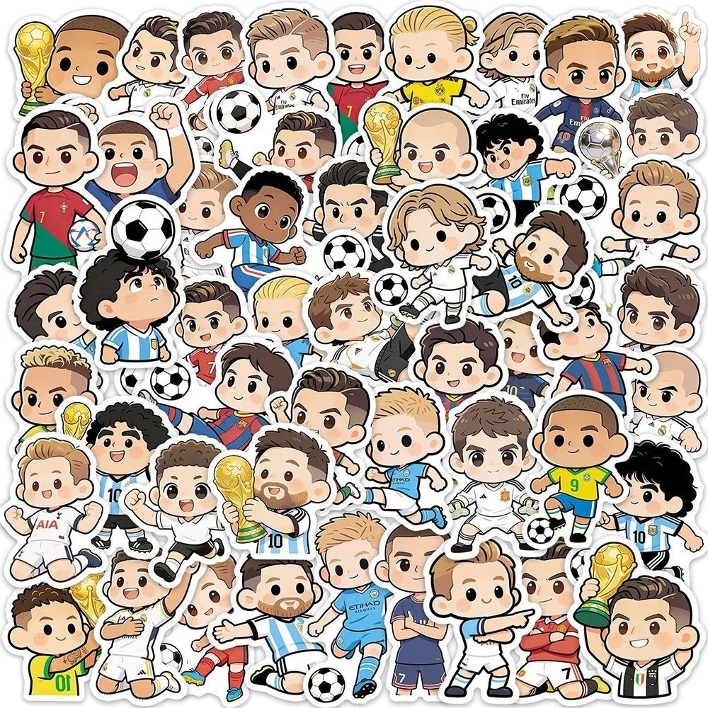 50/100PCS Cartoon Little Soccer Player Stickers  Decal DIY Luggage Phone Scraphbook Waterproof Sticker
