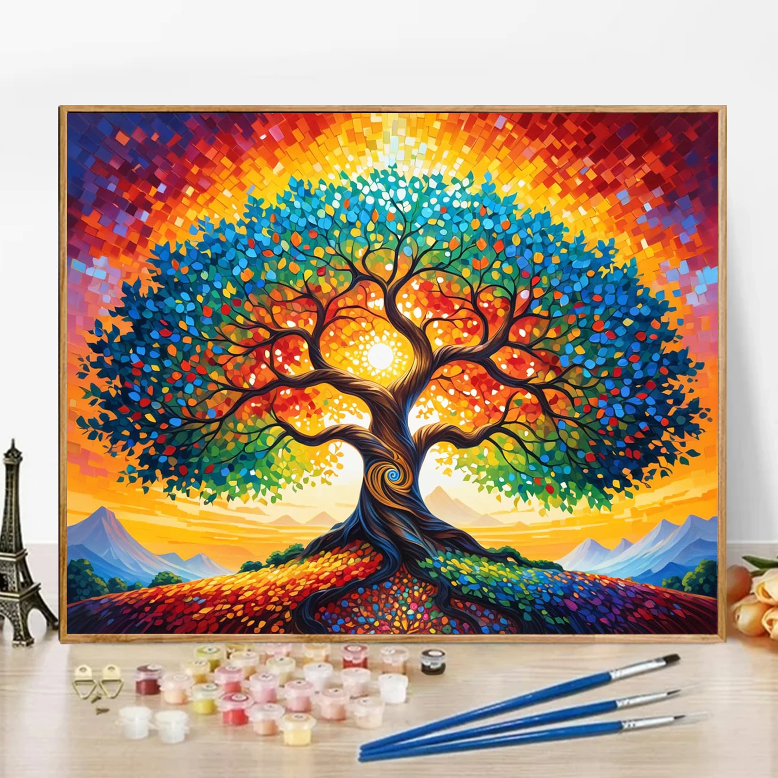 

Paint by Numbers - 40x50cm, Tree Painting Kits for Beginners on Colored Canvas, Easy DIY Art for Home Decor Gift (No Frame)