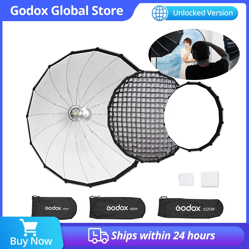 GODOX Quick Installation Studio S65T S85T S120T Umbrella Style Silver Wide Angle Beauty Dish Honeycomb Grid for Photographic