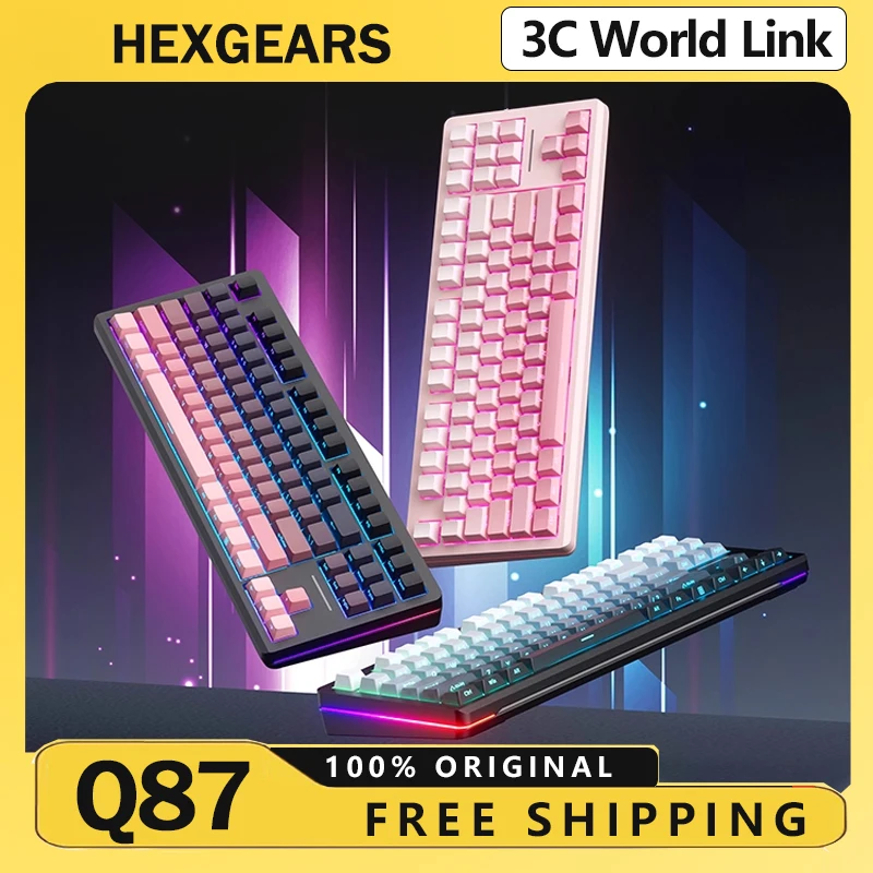 

Hexgears Q87 Mechanical Keyboard Wireless Tri-model Hot Plug RGB E-sports Game Keyboard HiFi Kailh Axis Customized Pc Accessory