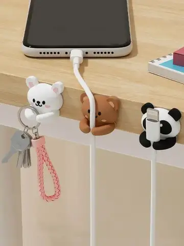 Desktop Cable Organizer Holder Winder Clips Desk Self-Adhesive Mobile Phone Data Cable Management Wire Cord Holder