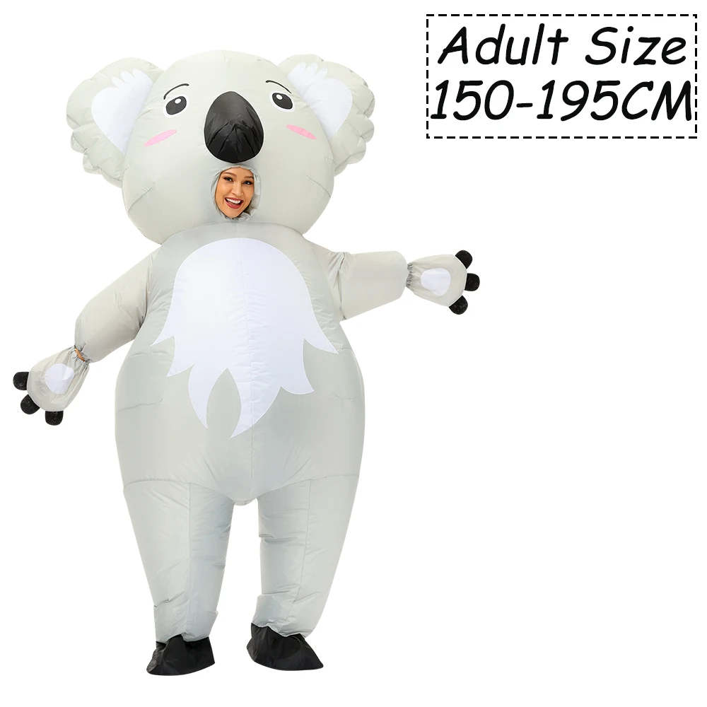 Volwassen schattige dieren opblaasbaar kostuum konijntje zebra haai bee koala cosplay grappige pakken voor halloween purim fancy mascotte kostuums
