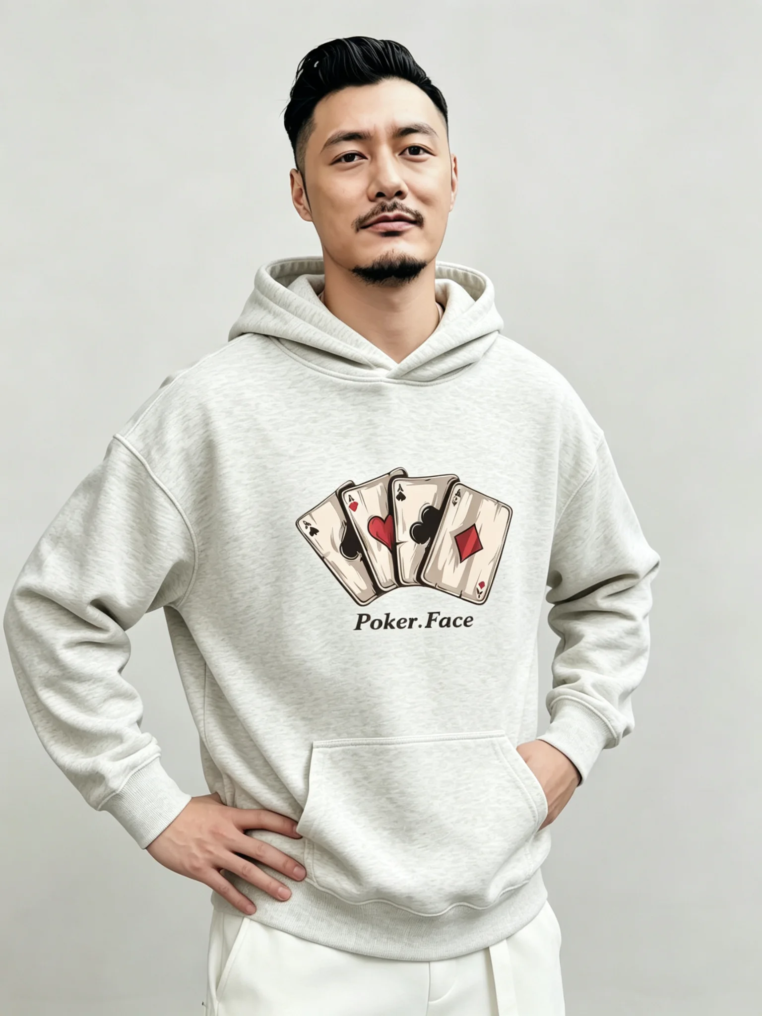 american-style-hoodie-men's-fleece-lined-poker-print-casual-loose-fit-autumn-winter-new-heavyweight-fashion-top