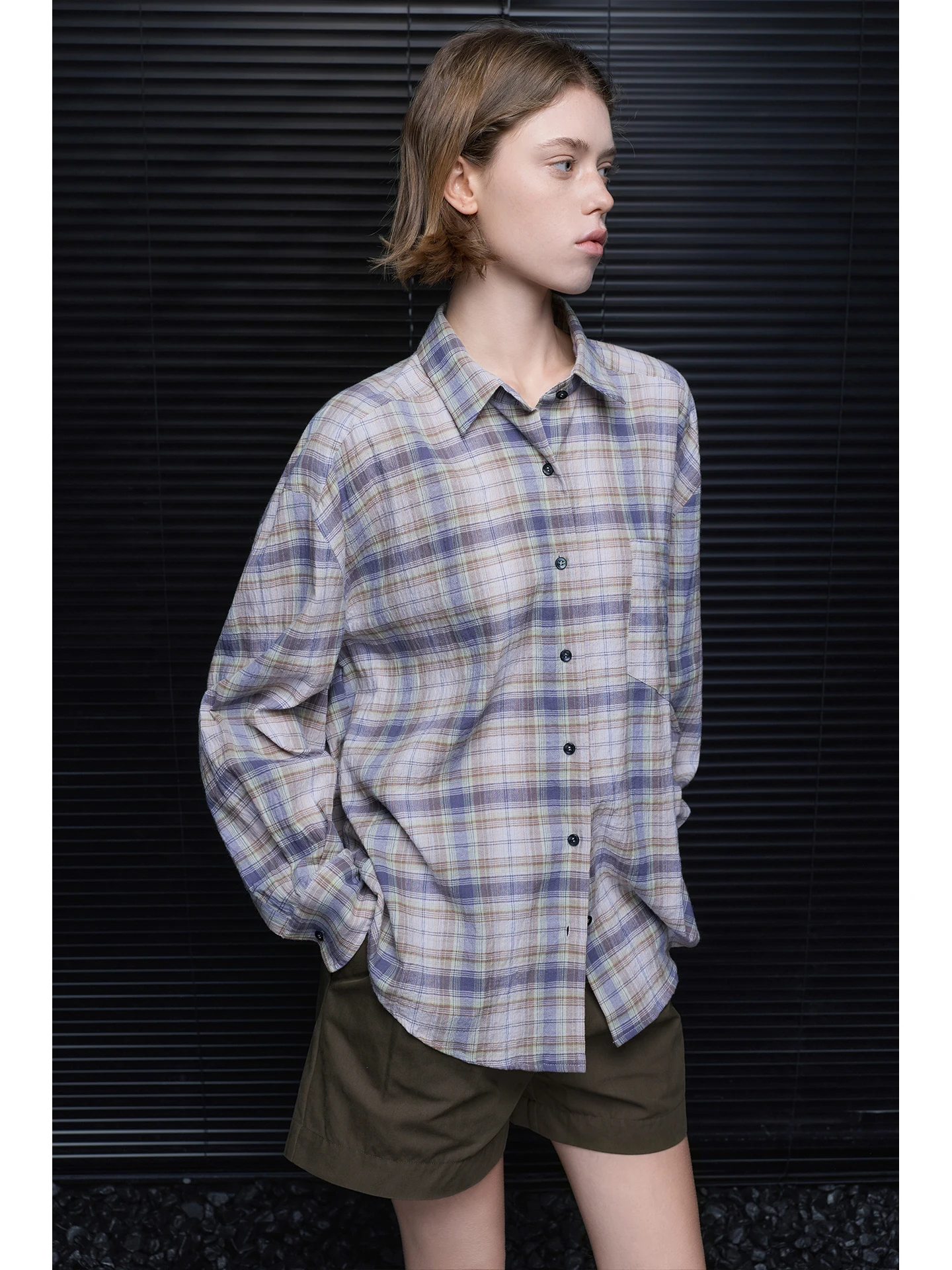 

Retro Plaid Loose Women's Shirt Spring Summer New Style Unique Beautiful Simple Match All Cotton Long Sleeve Button up Cardigan