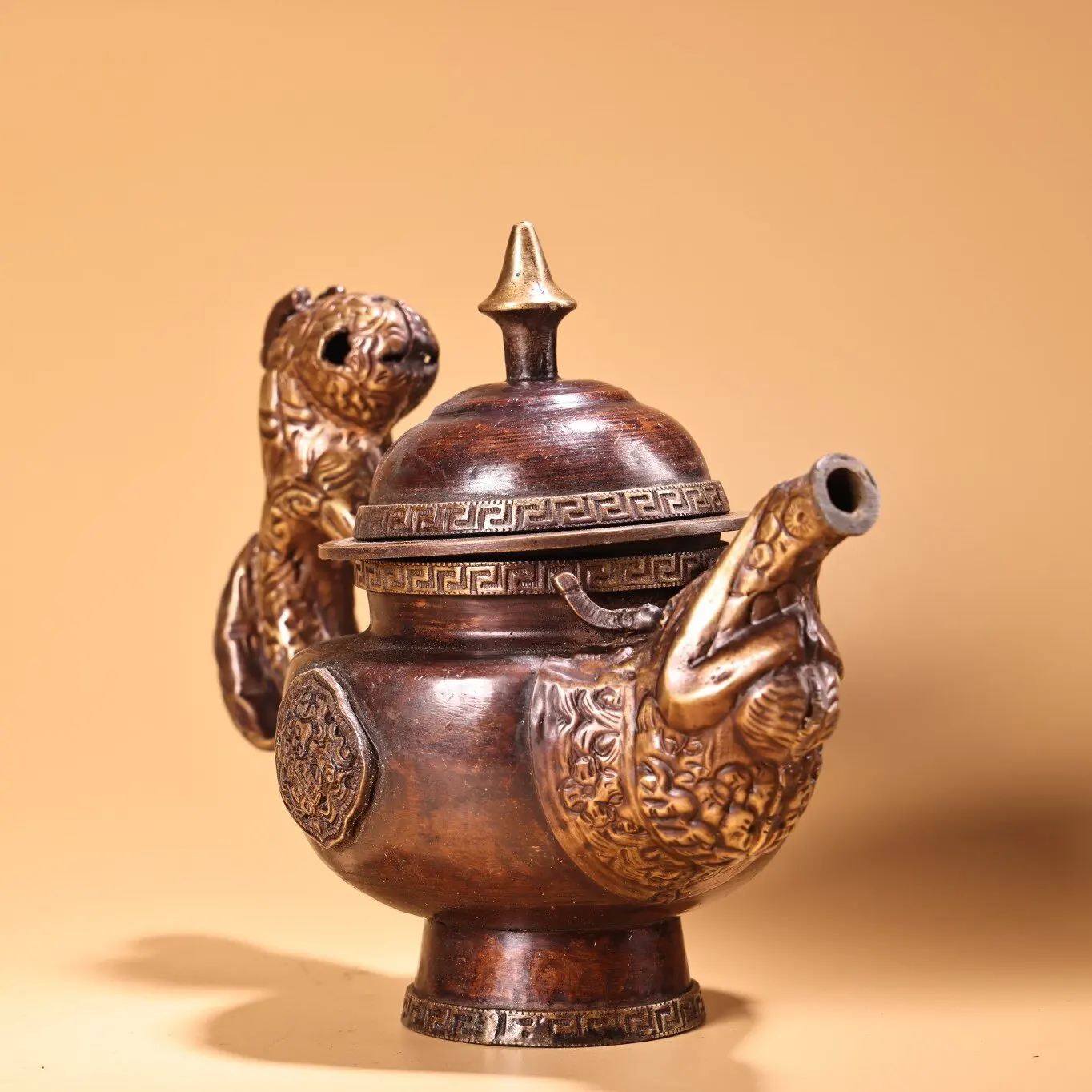 Nepal Antique Style Pure Brass Handmade Butter Tea Pot Water Pot Home Temple Altar Offering