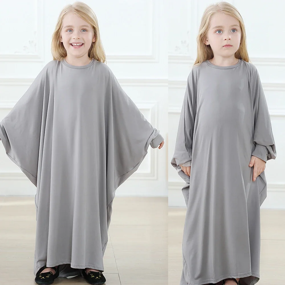 

Ramadan Muslim Dubai Kaftan Long Dress For Girls Kids Islamic Loose Casual Batwing Sleeve Prayer Garment Maxi Robe Gown Fashion