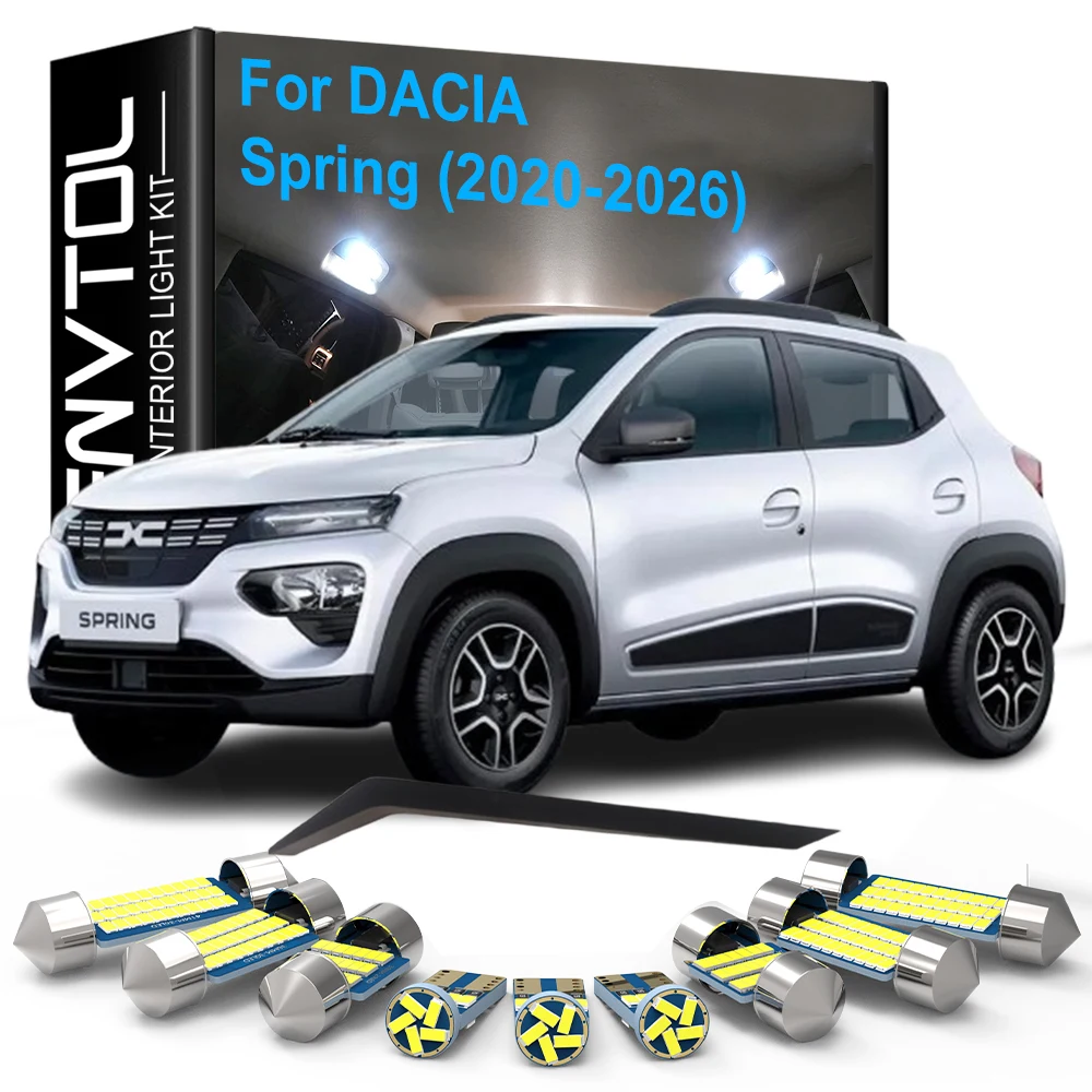 6 Stück LED-Innenbeleuchtung Canbus für Dacia Spring 2020 2021 2022 2023 2024 2025 2026 Auto Vordere Hintere Deckenleuchte Kartenleselampe Kofferraumbeleuchtung
