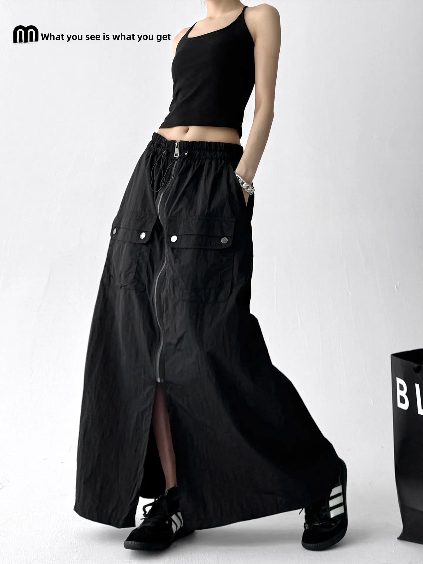 

Юбка спецодежды в стиле ретро, женская летняя тонкая дизайнерская юбка трапециевидной формы с застежкой-молнией и высокой талией, облегающая юбка с разрезом спереди