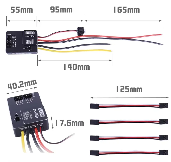 

25A 50A UBEC External BEC Accessory Model Planes FPV Drones Supports 3-18S Lithium Battery Remote Function Hobbyists