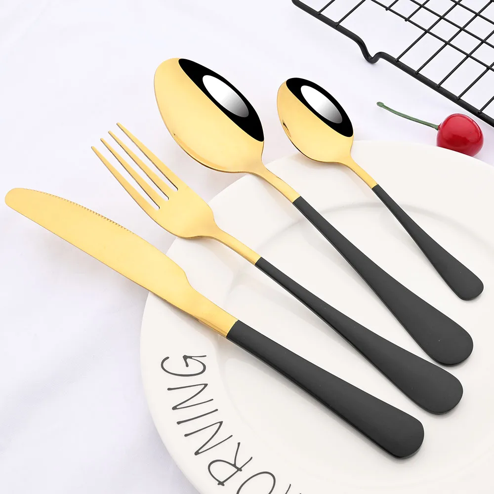 Rainbow Tableware Set Stainless Steel 24pcs Dinnerware Knife Fork Coffee Spoon Cutlery Set Western Dinner Flatware Gift Box Set