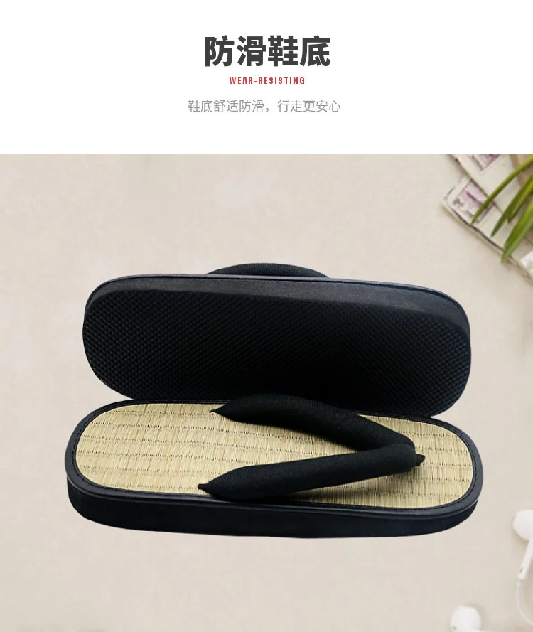 Straw Plaited Article Man Flip Flops Summer Slippers Y-shaped Clip Slipper Sandals Open Toe Japanese Thick Bottom Slipper