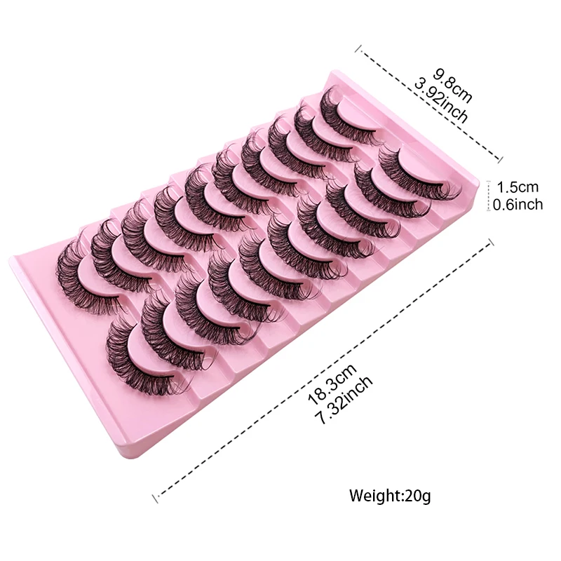 Russian Full Strip Volume Fake Eyelashes DD Curl 10 pairs Mink 9mm 3D False Faux Resuable Eye Make Up Eyelash Extension