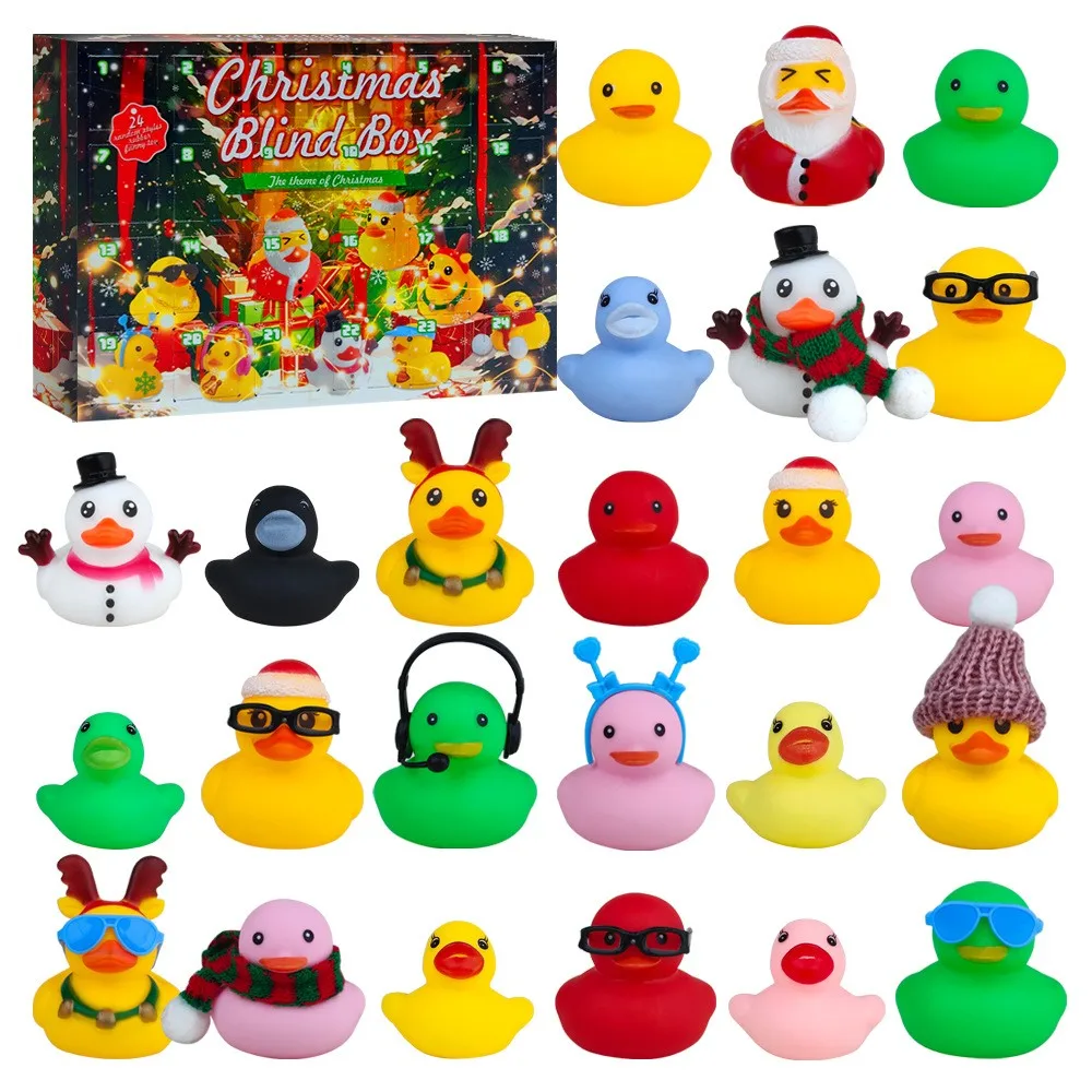 Christmas Vinyl Duck Blind Box Yellow Duck Christmas Arrival Calendar Box Countdown Blind Box Toy Set