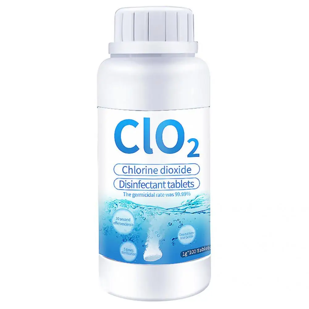 100 قطعة/زجاجة دائم مريحة أقراص ثاني أوكسيد الكلور الوقت إنقاذ حمام سباحة محمول تنظيف الكيميائية اللوحي