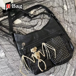 Nietoperz dekoracja Vintage plecak o dużej pojemności pikantna dziewczyna gotycka Punk Harajuku y2k woman bag