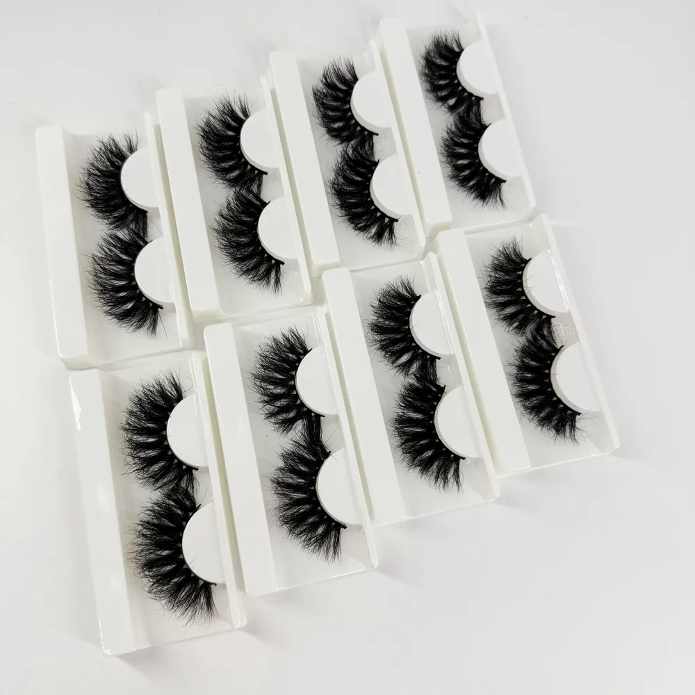 Wholesale 5d Fluffy Lashes Strip 3d Mink 25mm Lashes fluffy Mink Eyelashes free box