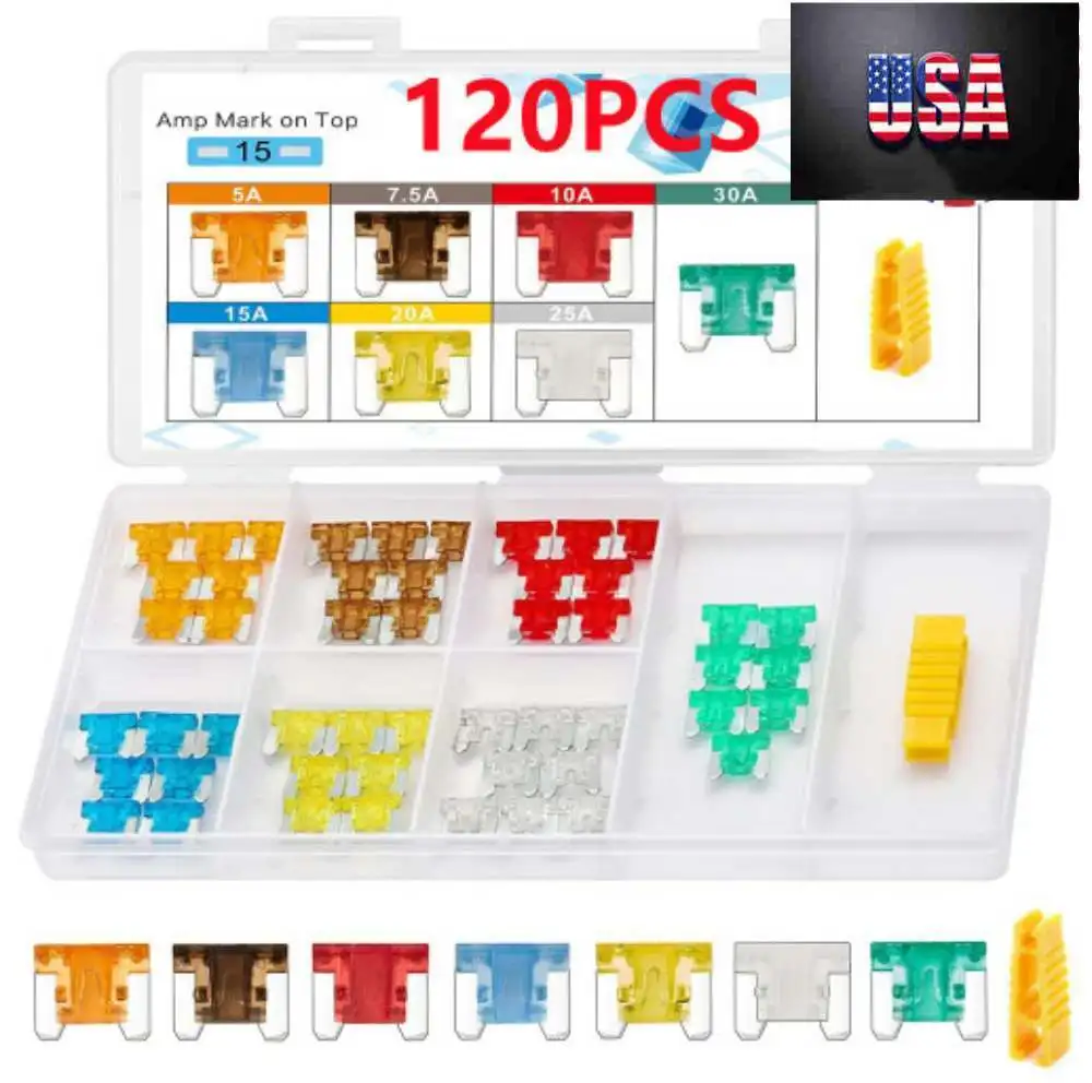 120PCS Assortment Micro Low Profile Mini Blade Fuse 5A/7.5A/10A/15A/20A/25A/30A