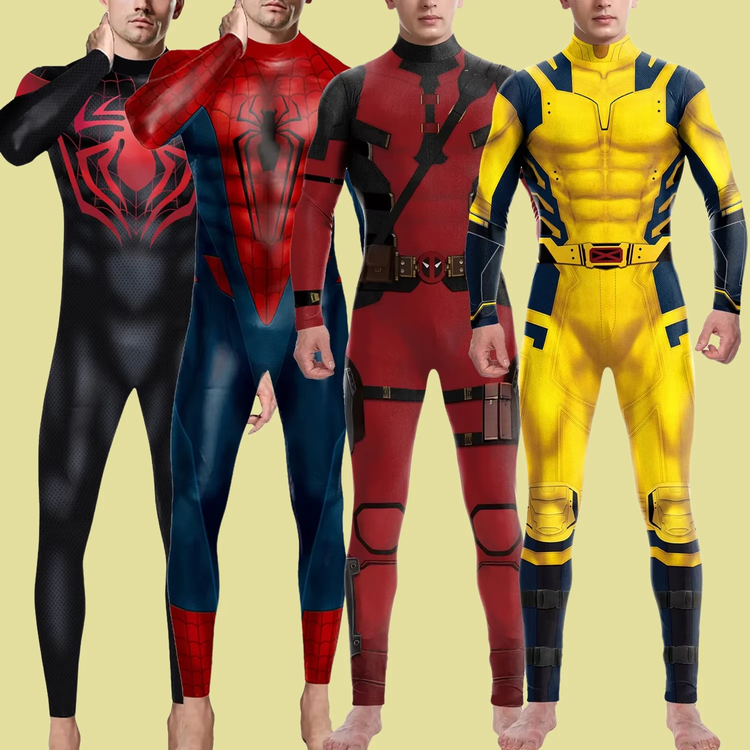 Carnival Superhero Men Movie Deadpool Wolverine Spider Cosplay Costumes Brazil Spain Carnival Party Zentai Purim Bodysuits