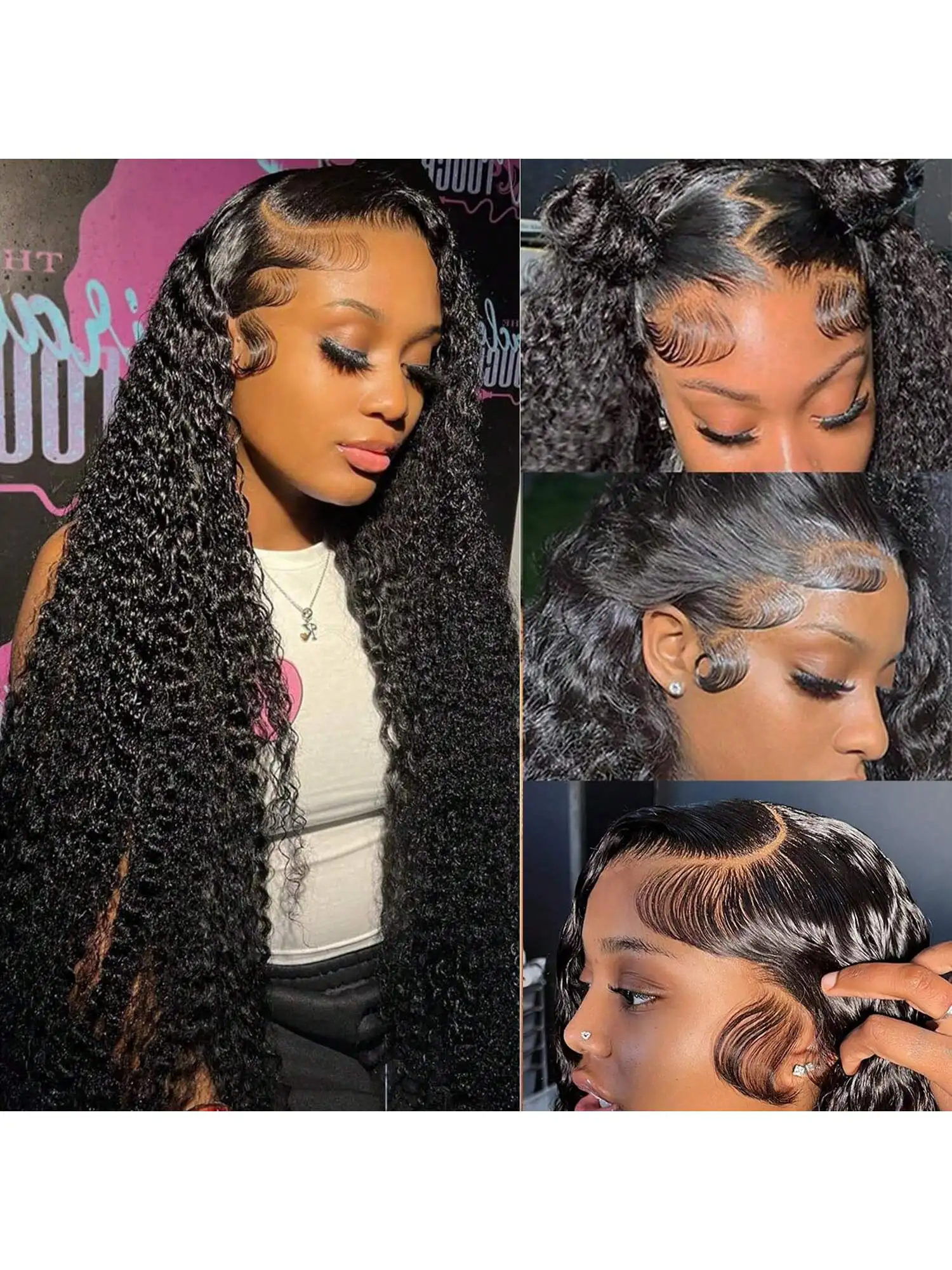 

Kinky Curly 13X4 Lace Front Wigs Human Hair Pre Plucked Curly 13x4 Lace Frontal Wigs Human Hair Full Invisible Natural Color