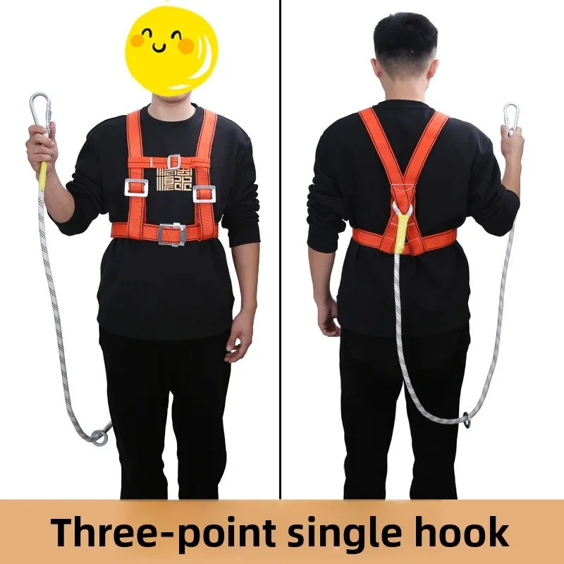 High-Altitude Safety Harness - GB Certified, European-Style 5-Point, Double Back with Dual Hooks, Shock-Absorbing