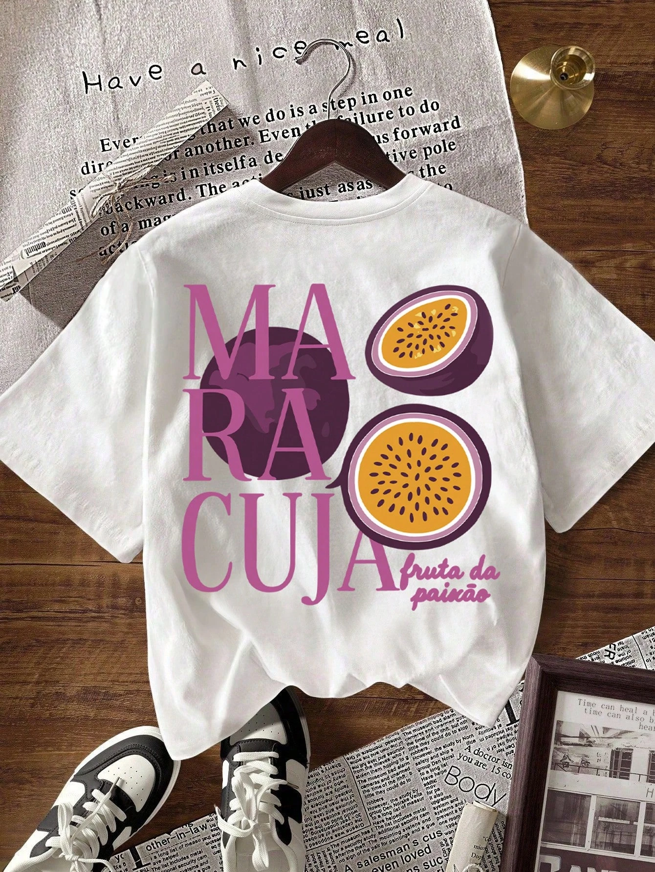 Maracuja Fresh Passion Fruit Printing Women'S T-Shirt Summer Loose Short Sleeve O-Neck Cotton T Shirts Y2K Breathable Top