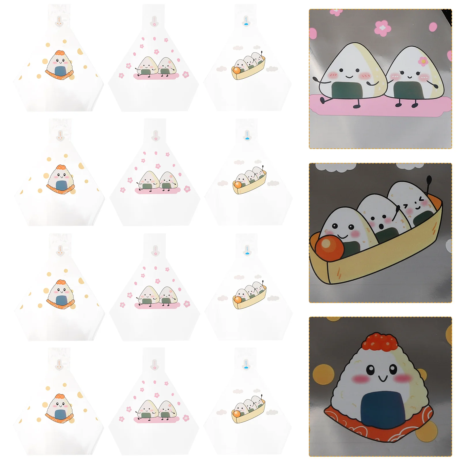 

50pcs Triangle Onigiri Wrappers Disposable Rice Packaging Bags Japanese Decor Bulk Takeaway Safe Creative Pattern